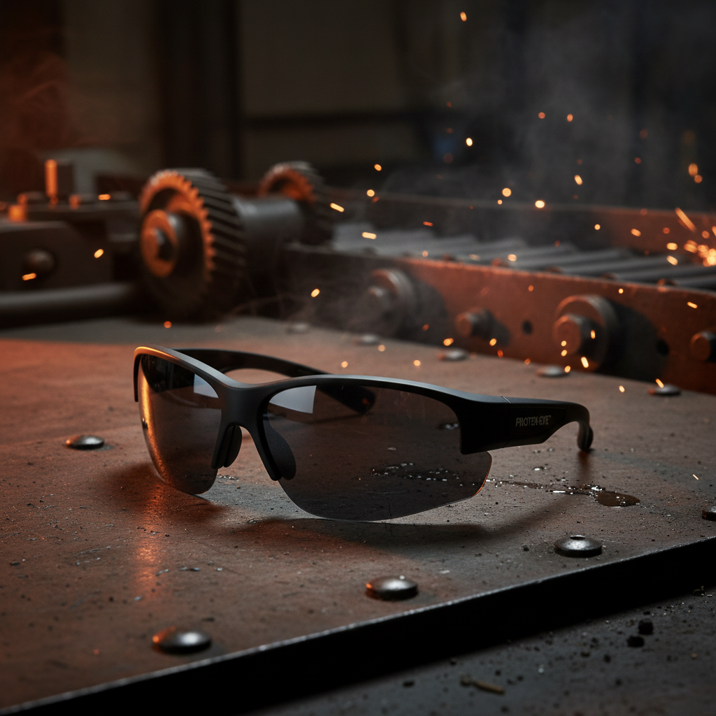 Gafas oscuras en fábrica industrial