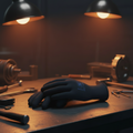 Guantes nitrilo negro en taller industrial