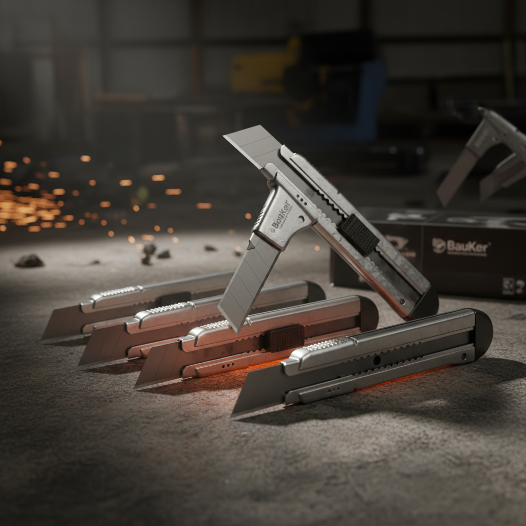 Bisturí y Cuchillas BauKer Heavy Duty 4 Piezas - Corte industrial de alta resistencia