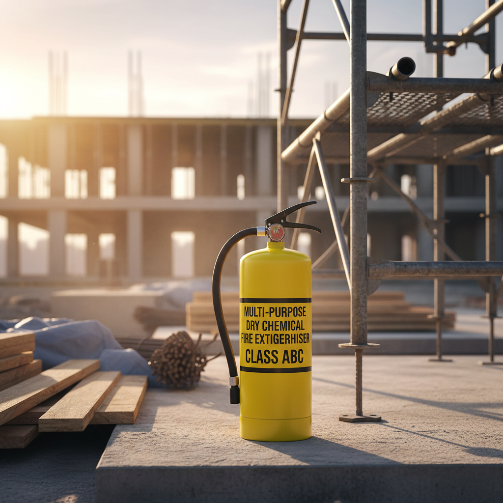 Extintor en obra de construcción