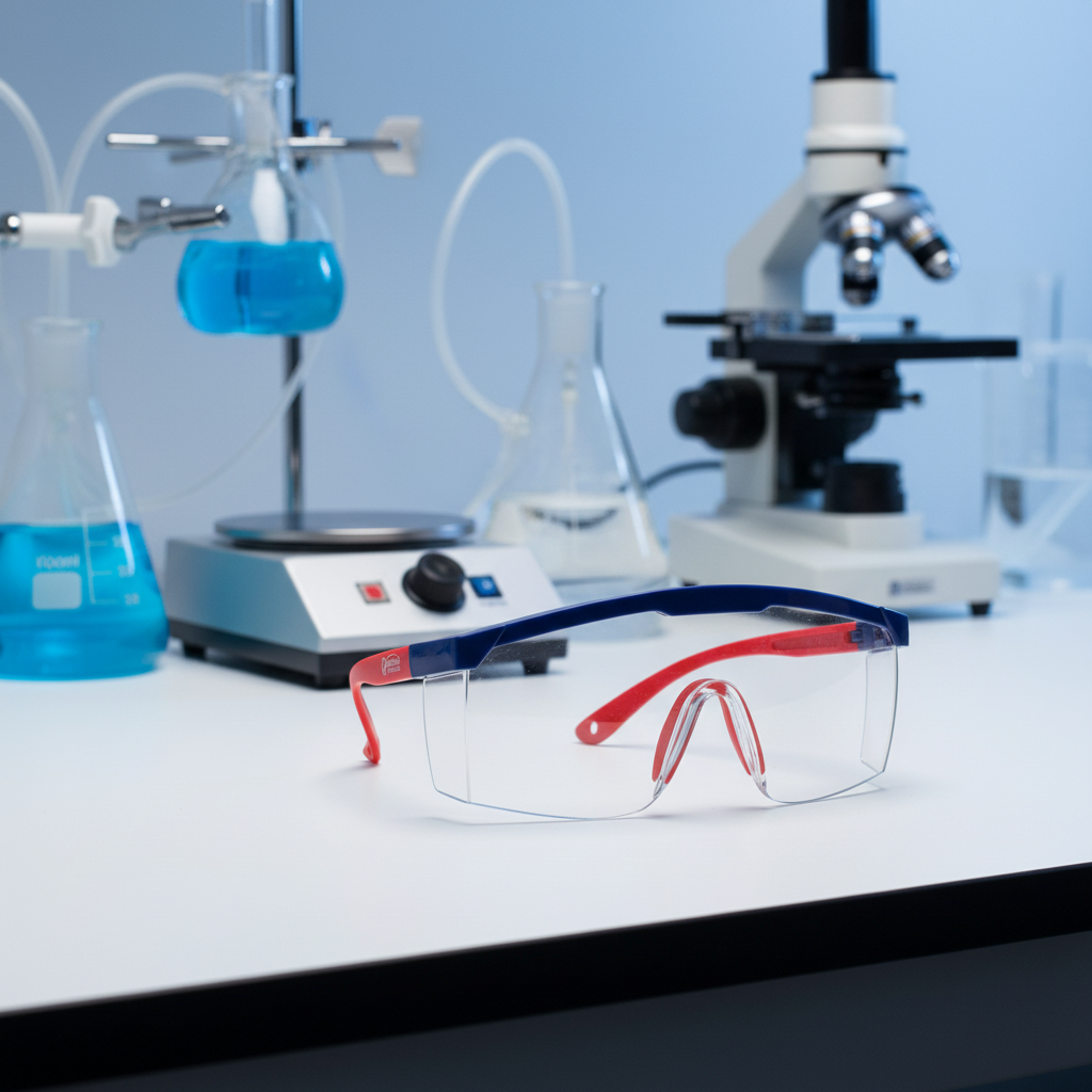 Gafas transparentes en laboratorio